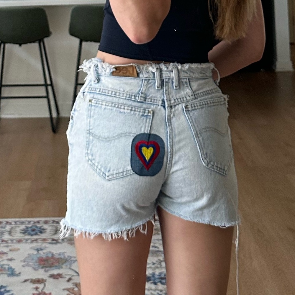 Lee Light Blue Distressed Denim Shorts